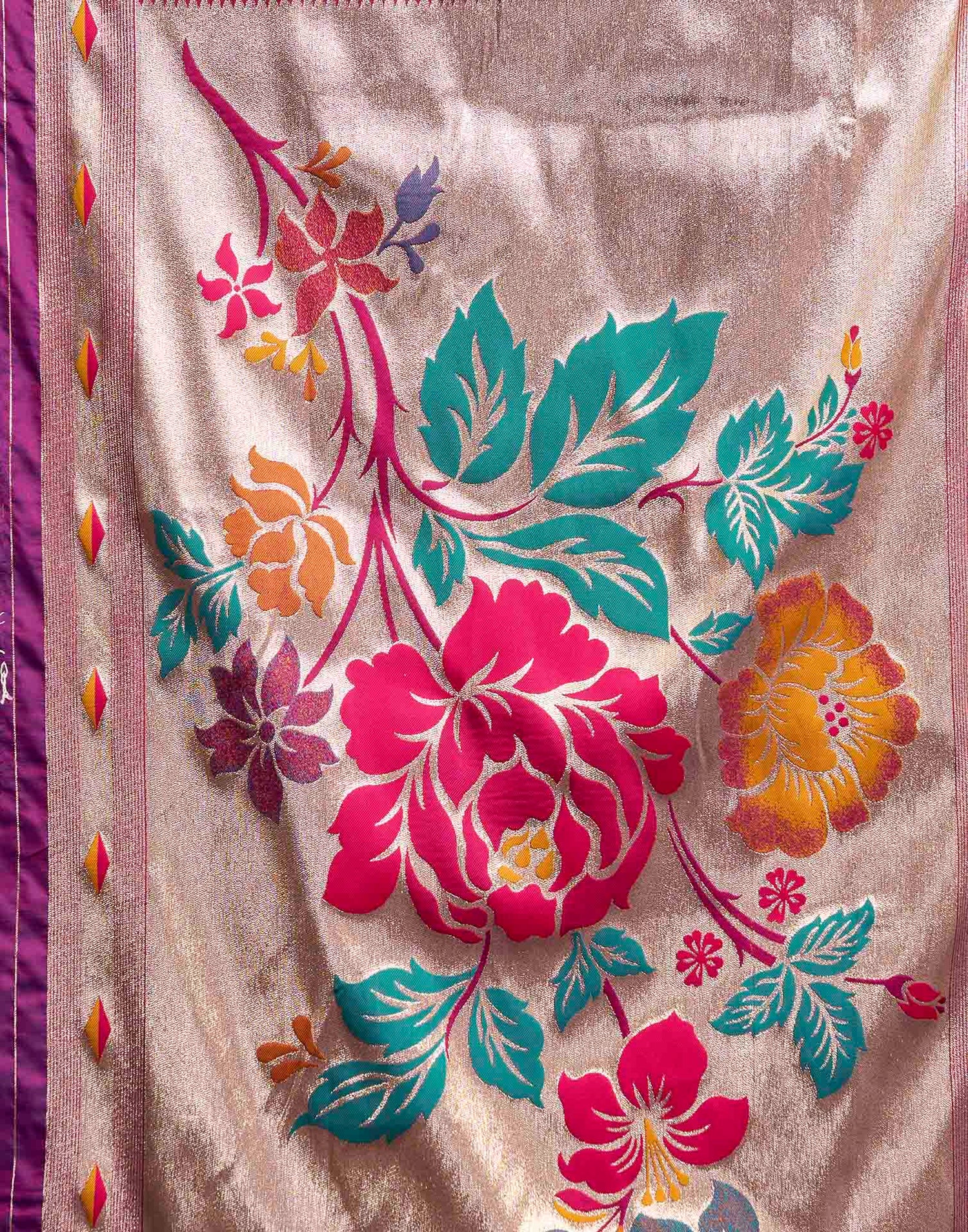 Lavender Silk Woven Paithani Saree