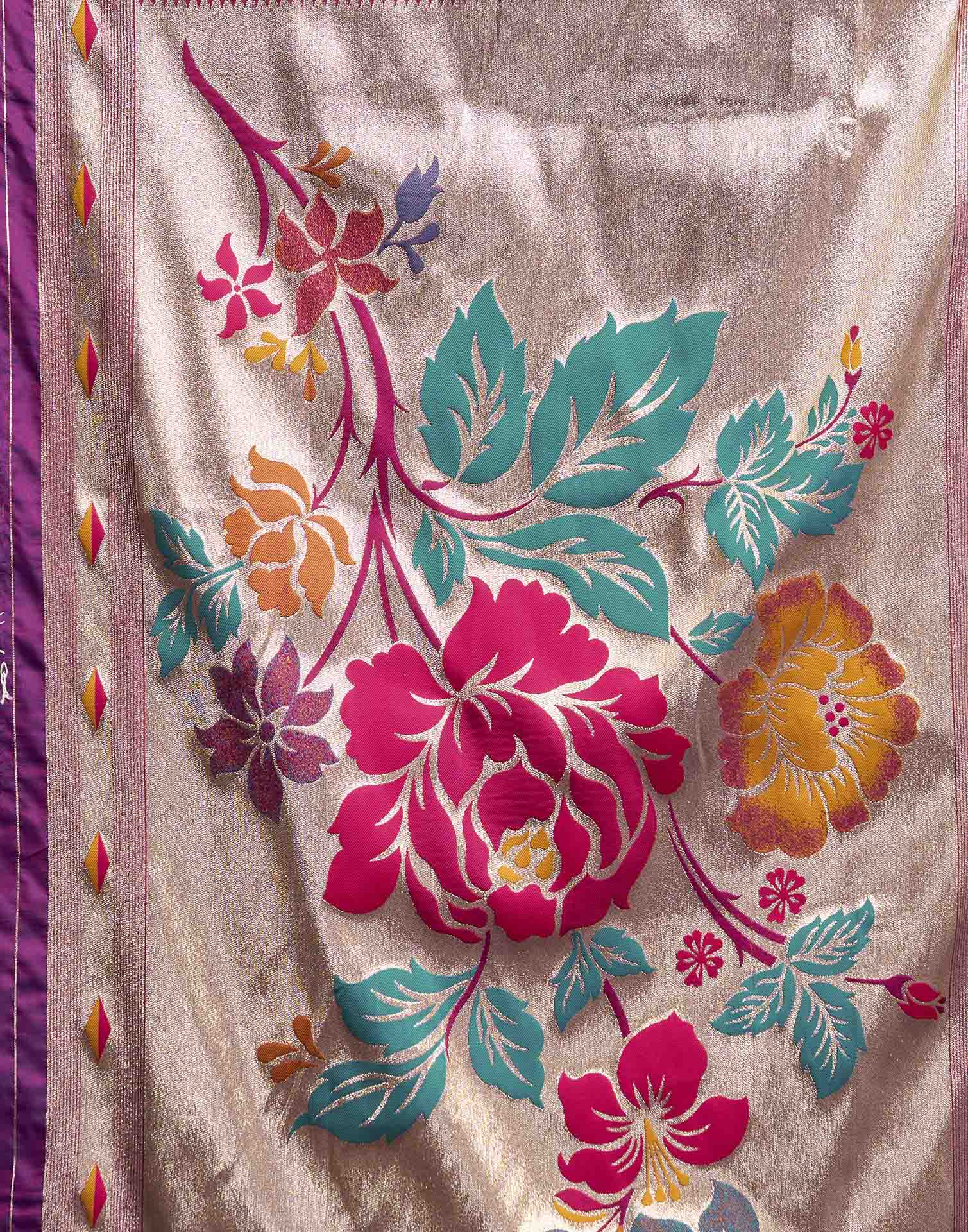 Lavender Silk Woven Paithani Saree