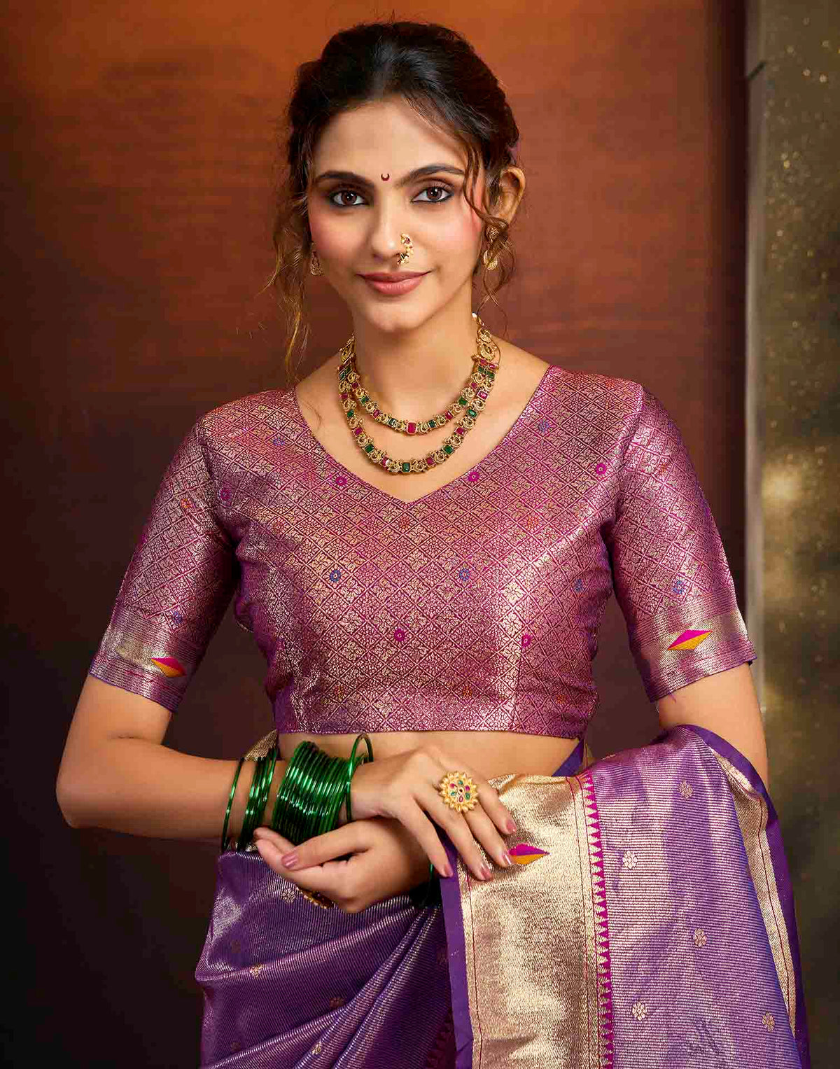 Lavender Silk Woven Paithani Saree