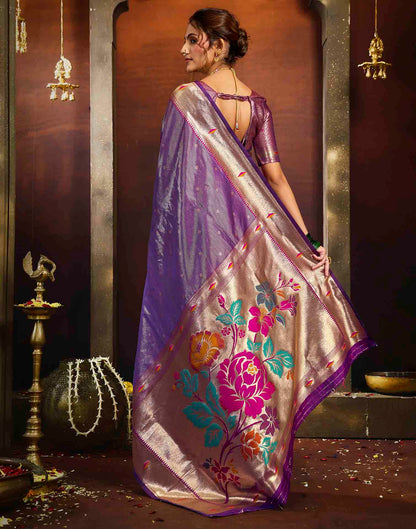 Lavender Silk Woven Paithani Saree