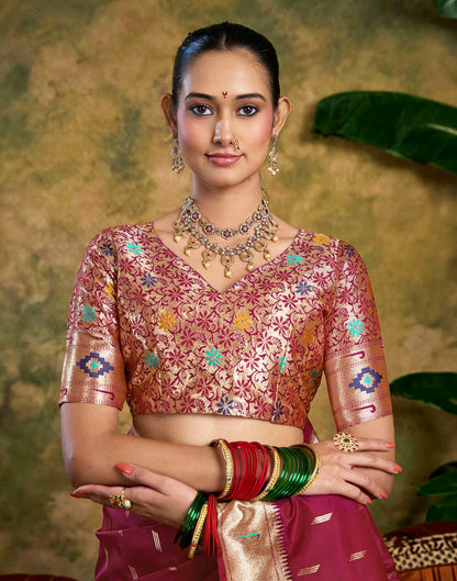 Maroon Silk Woven Paithani Saree