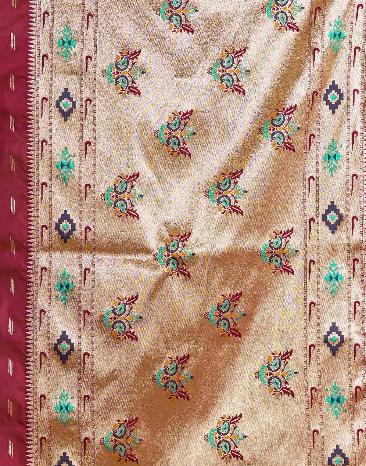Maroon Silk Woven Paithani Saree