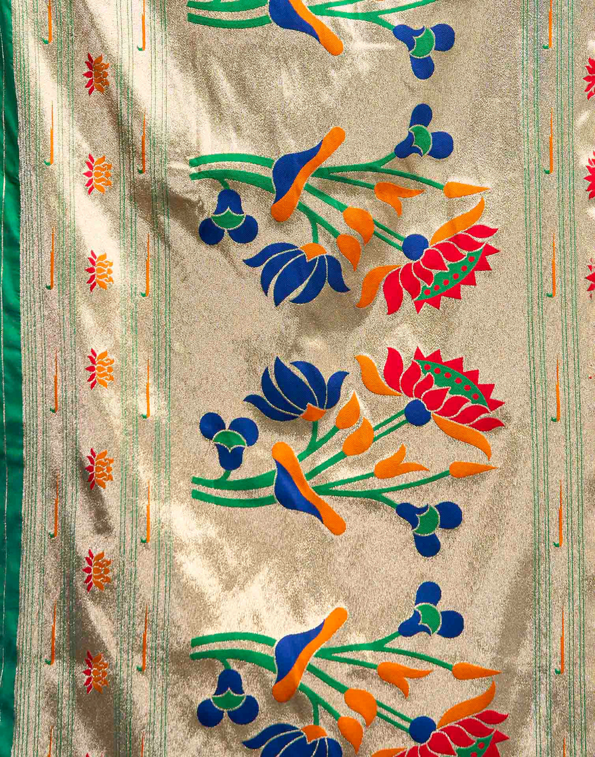 Bottle Green Silk Woven Paithani Saree