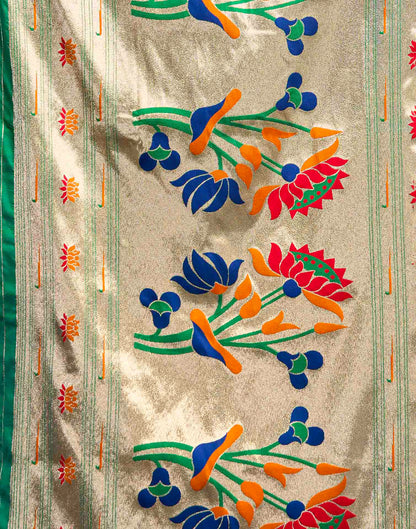 Bottle Green Silk Woven Paithani Saree