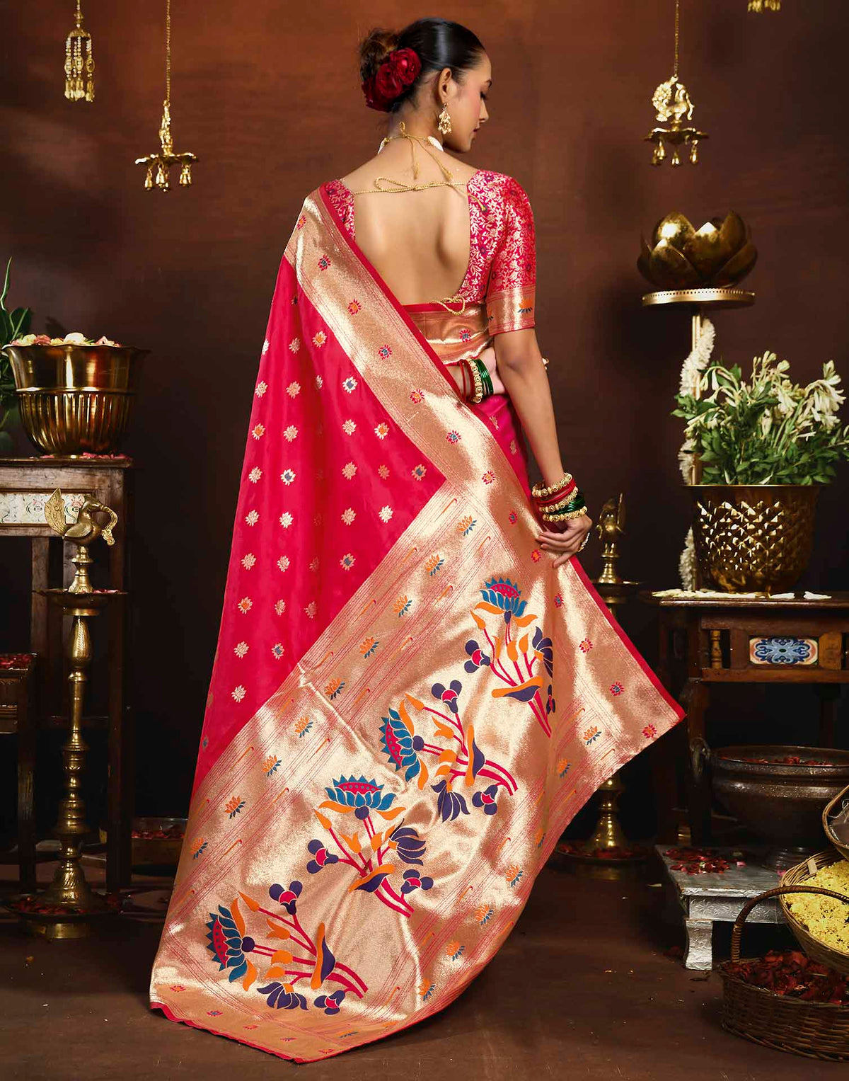 Pink Silk Woven Paithani Saree