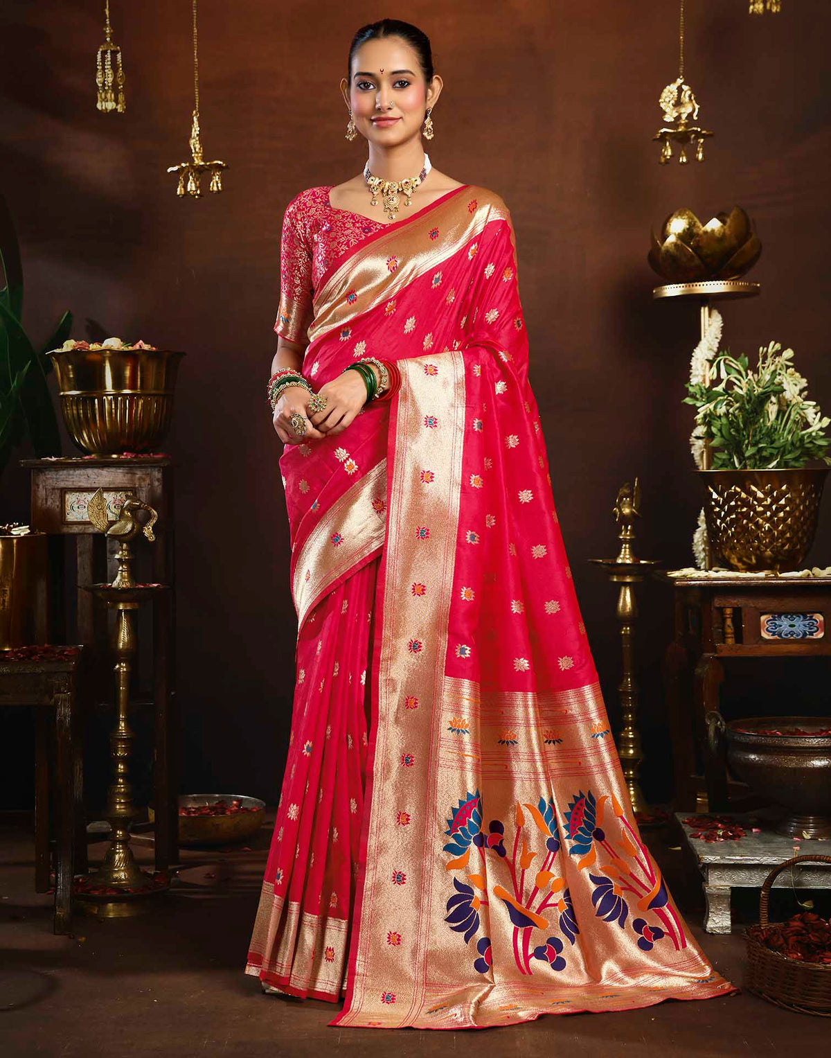 Pink Silk Woven Paithani Saree