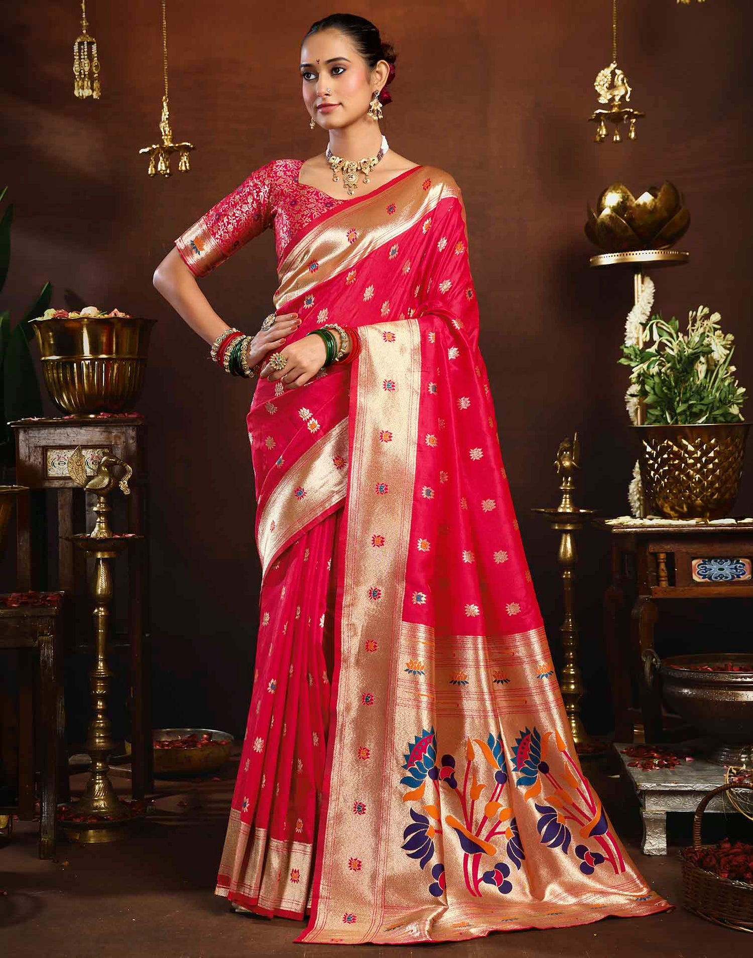 Pink Silk Woven Paithani Saree