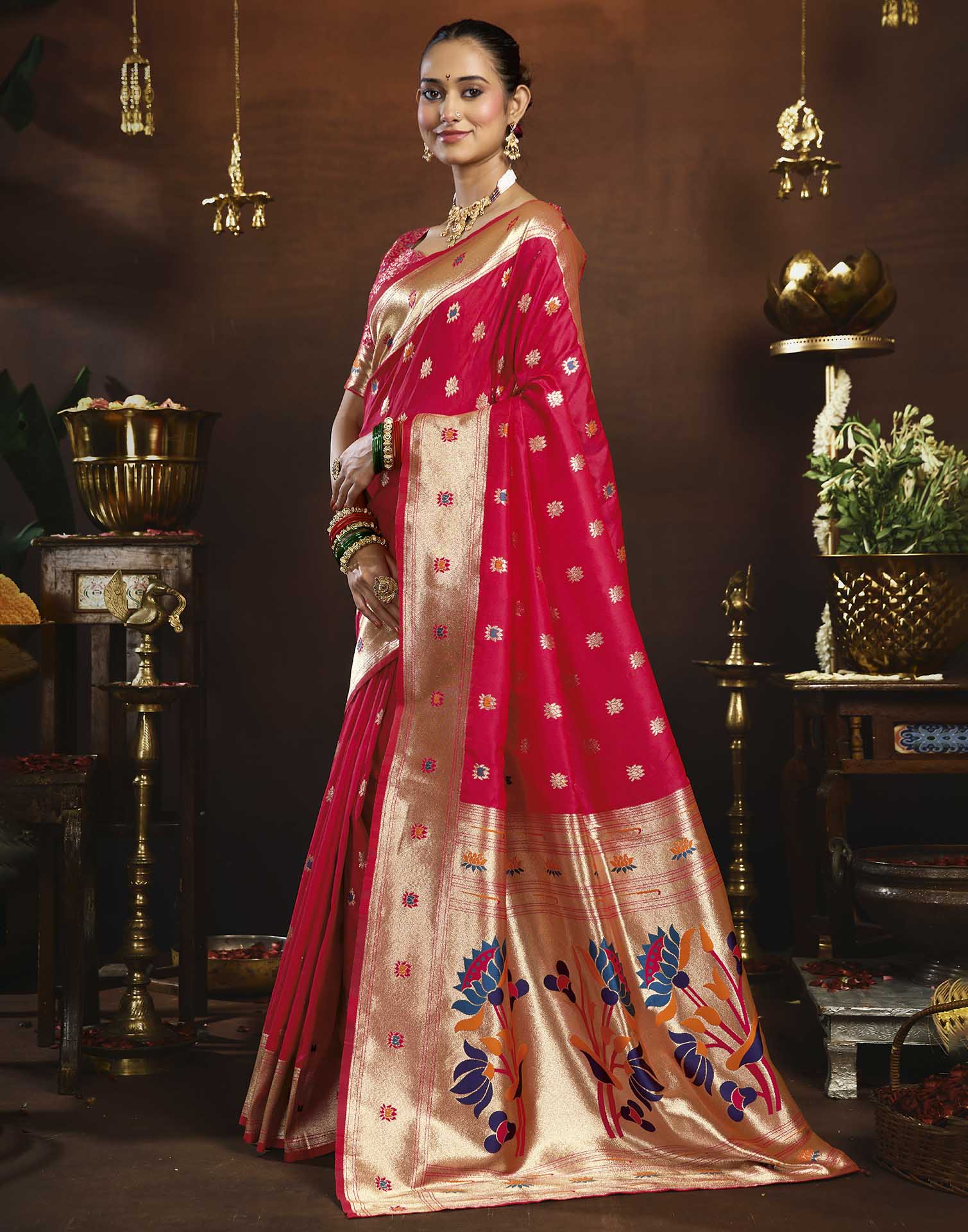 Pink Silk Woven Paithani Saree