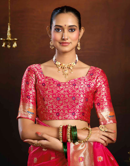 Pink Silk Woven Paithani Saree