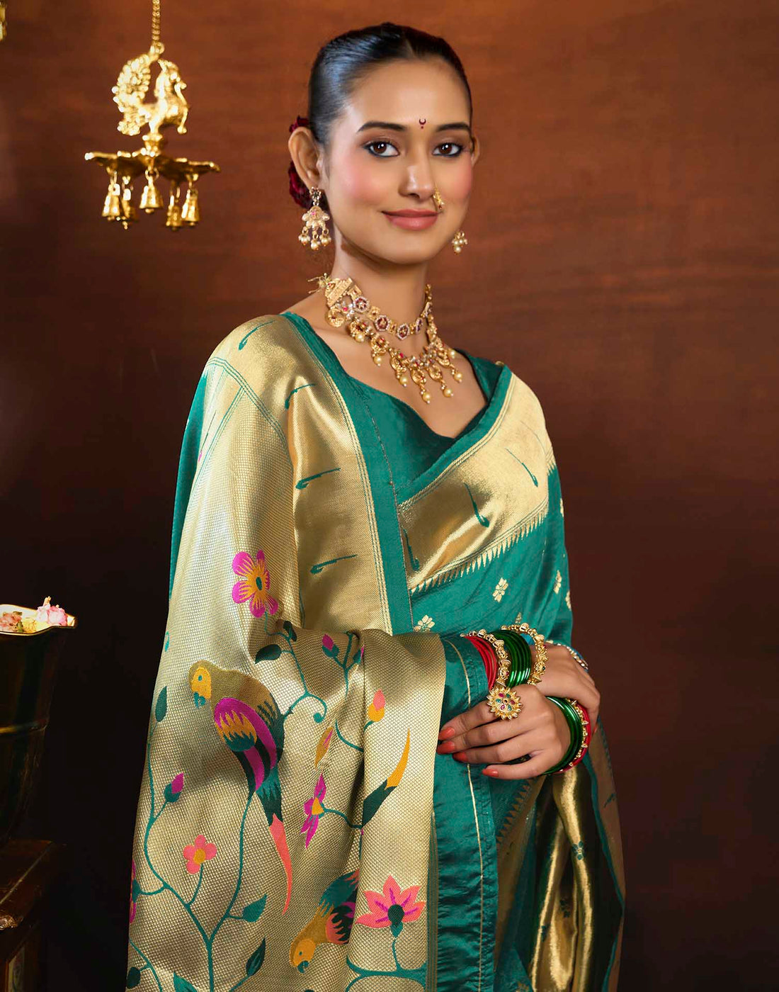 Turquoise Silk Woven Paithani Saree