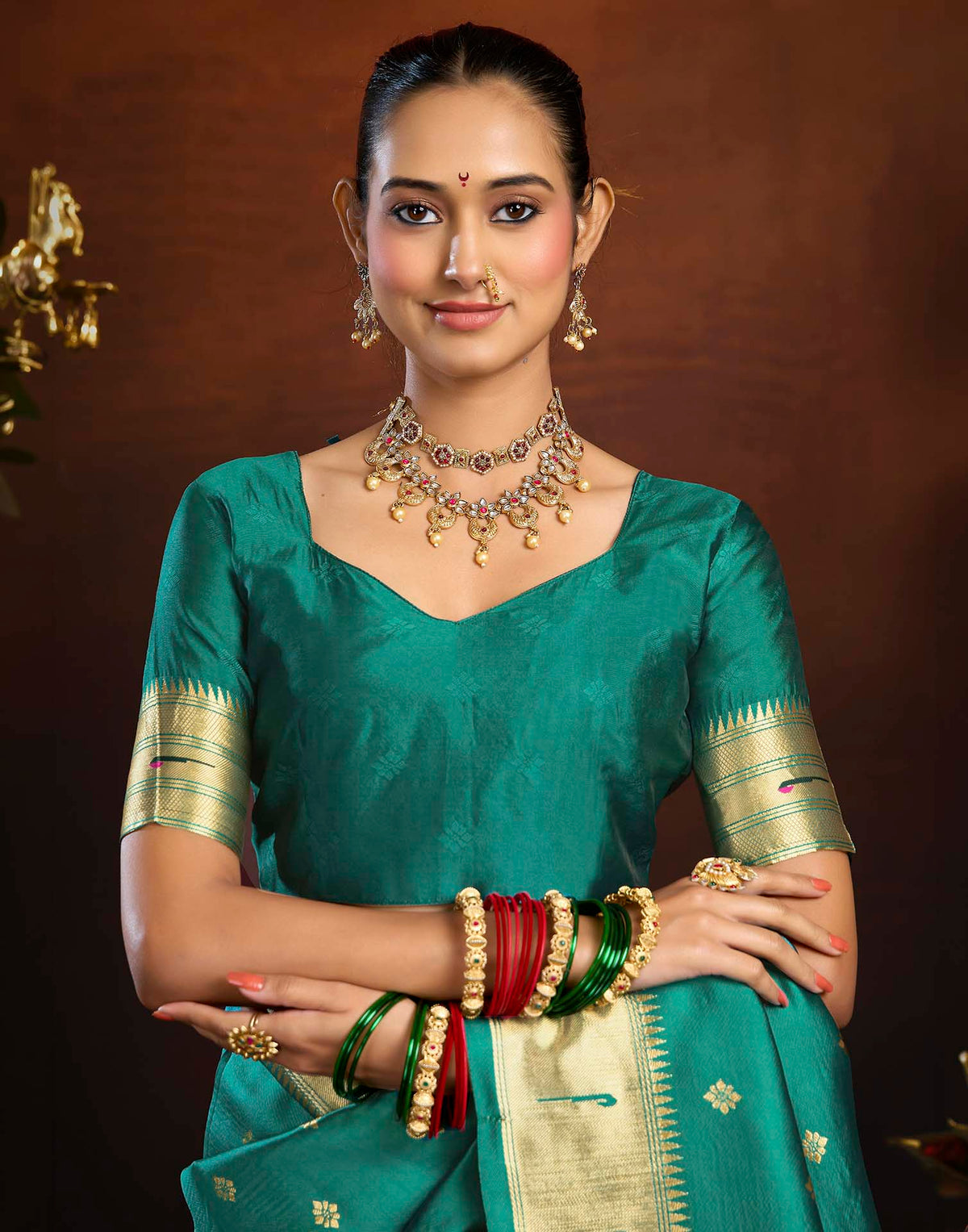 Turquoise Silk Woven Paithani Saree
