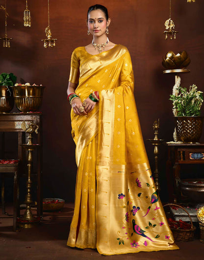 Yellow Silk Woven Paithani Saree