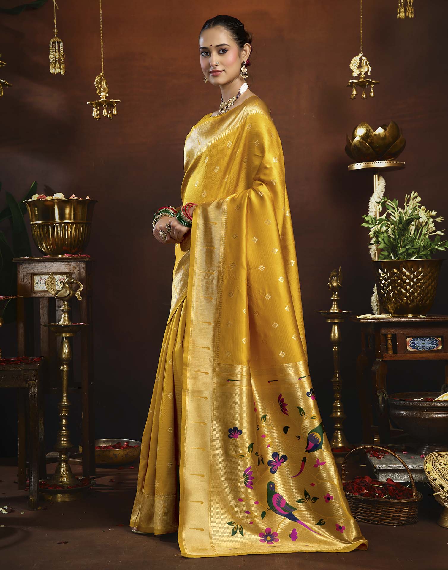 Yellow Silk Woven Paithani Saree
