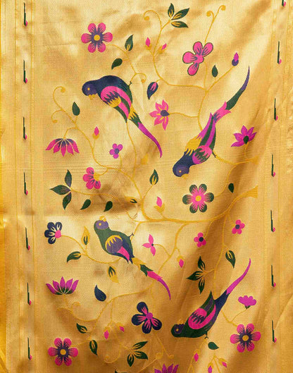 Yellow Silk Woven Paithani Saree
