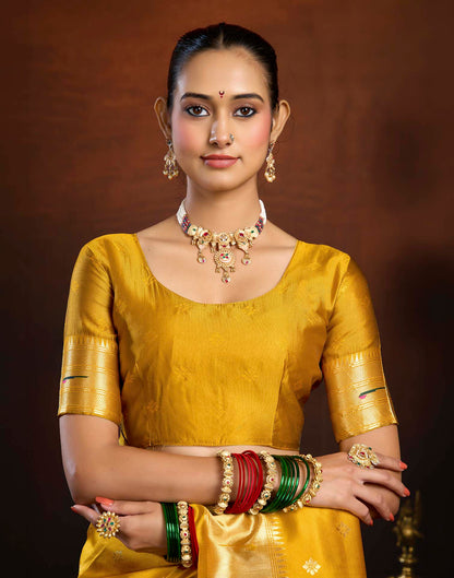 Yellow Silk Woven Paithani Saree