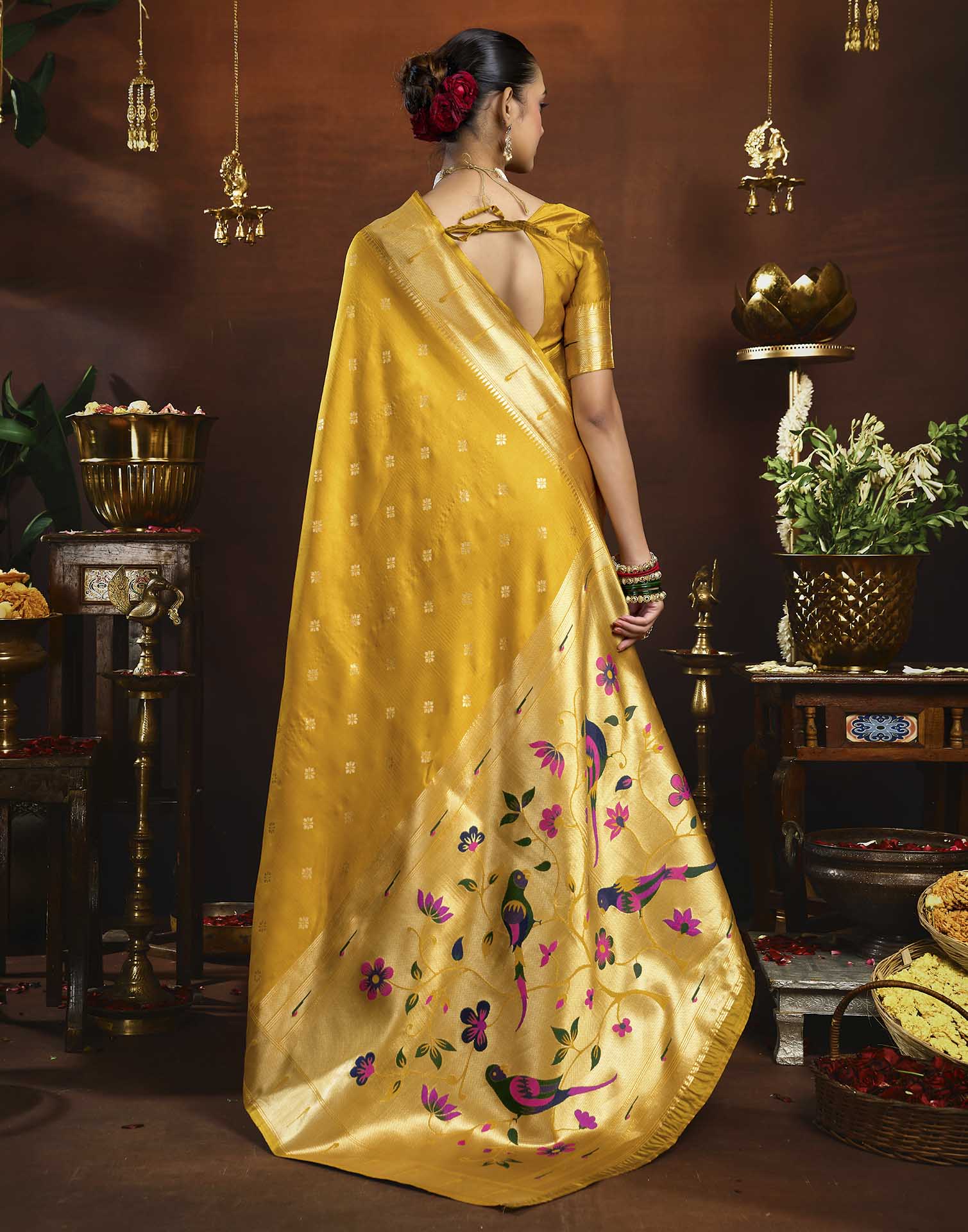 Yellow Silk Woven Paithani Saree