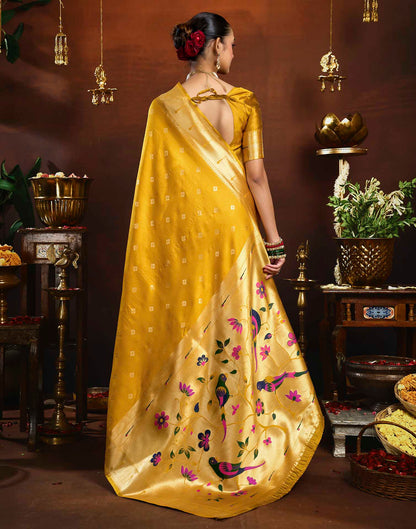 Yellow Silk Woven Paithani Saree