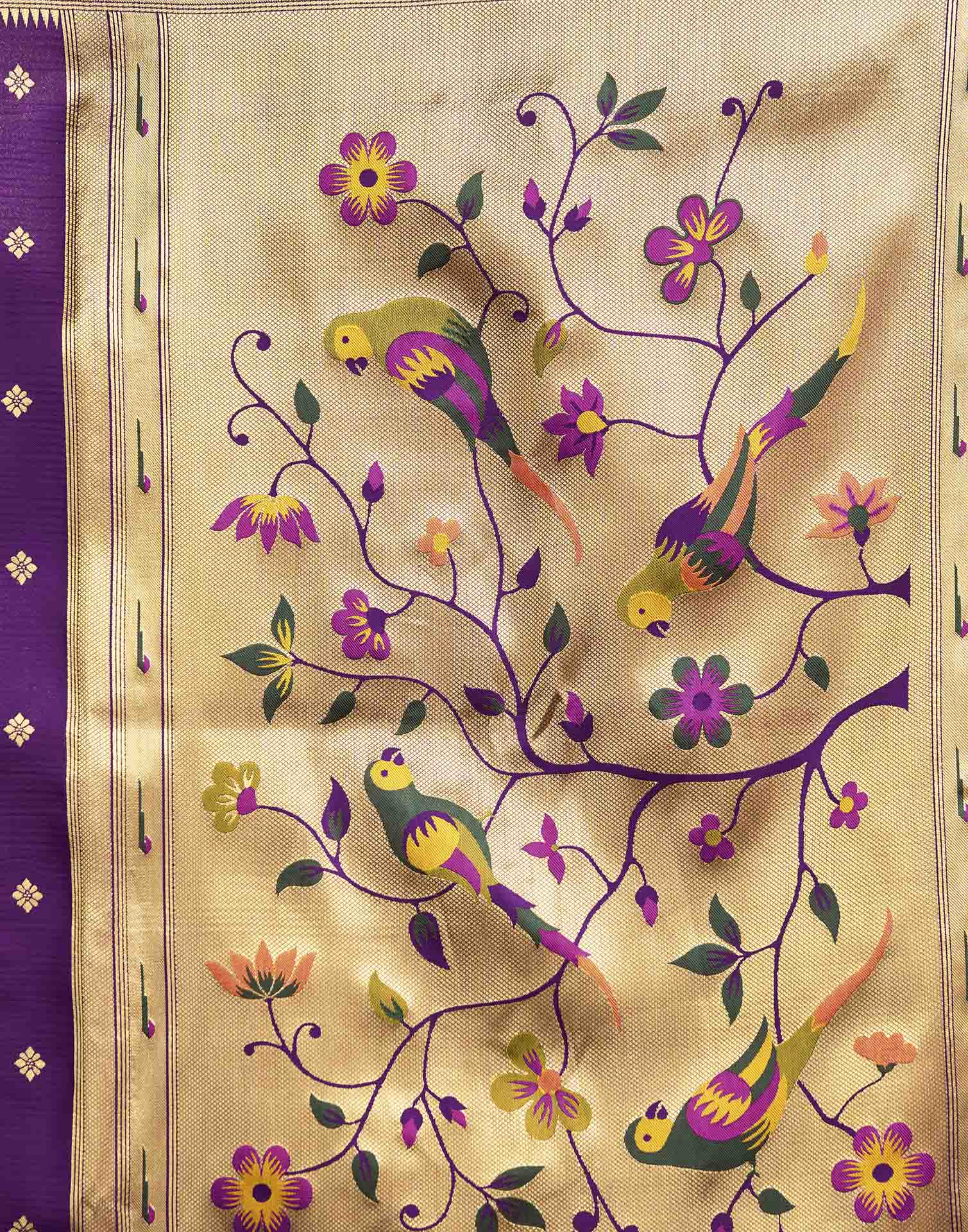 Purple Silk Woven Paithani Saree