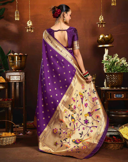 Purple Silk Woven Paithani Saree
