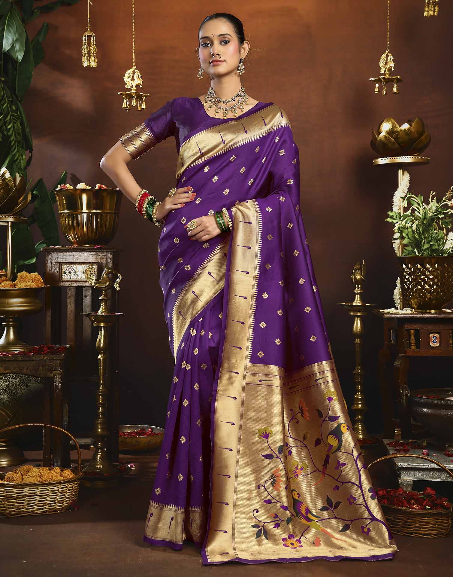 Purple Silk Woven Paithani Saree