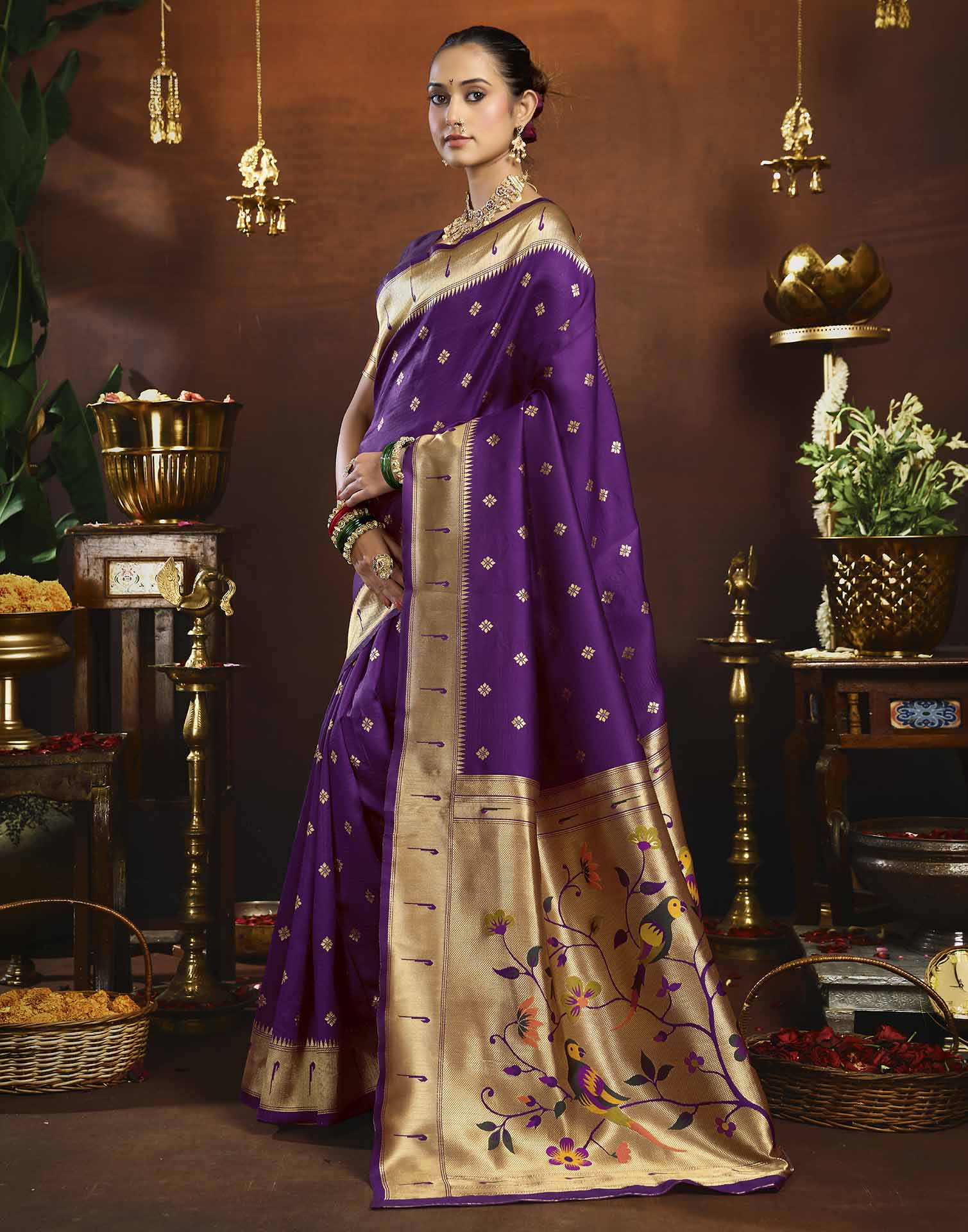 Purple Silk Woven Paithani Saree