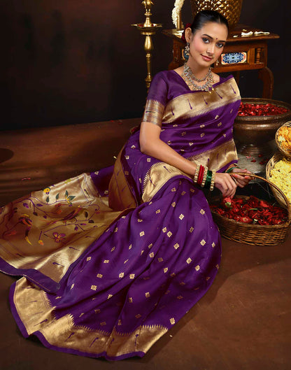 Purple Silk Woven Paithani Saree