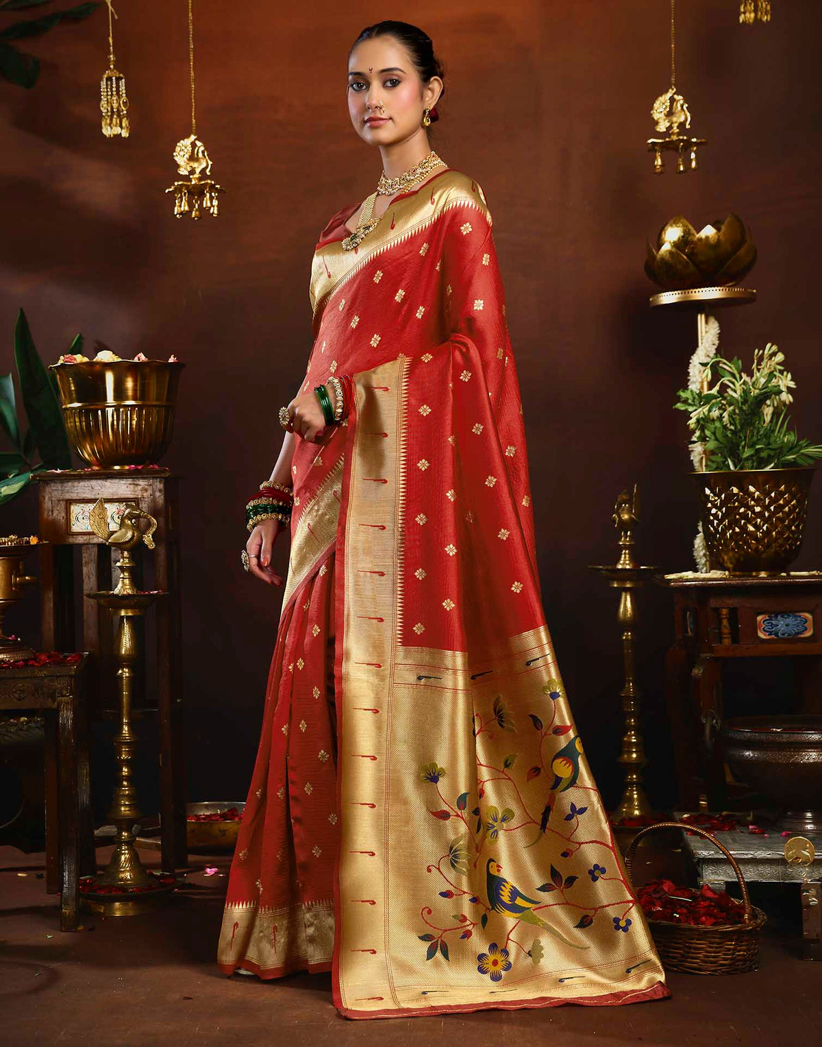 Red Silk Woven Paithani Saree