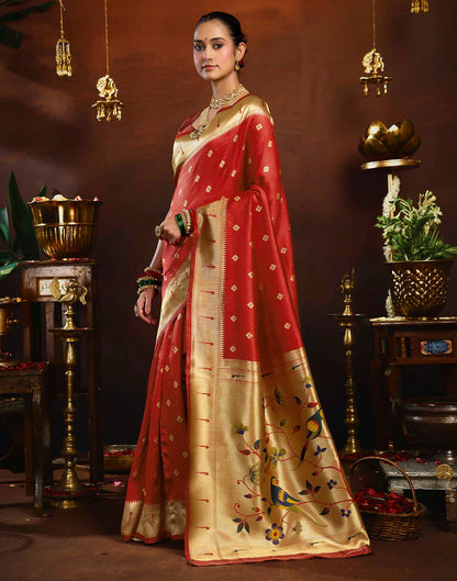 Red Silk Woven Paithani Saree