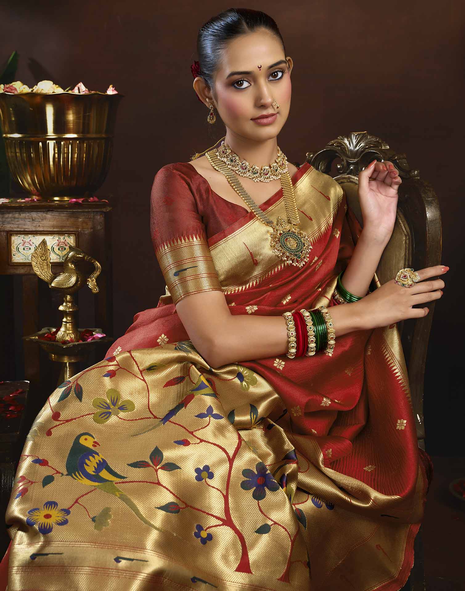 Red Silk Woven Paithani Saree