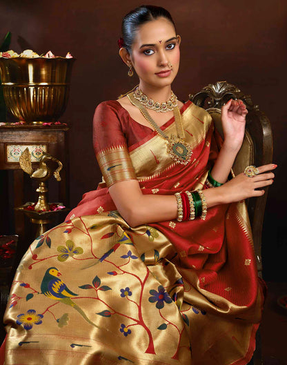 Red Silk Woven Paithani Saree
