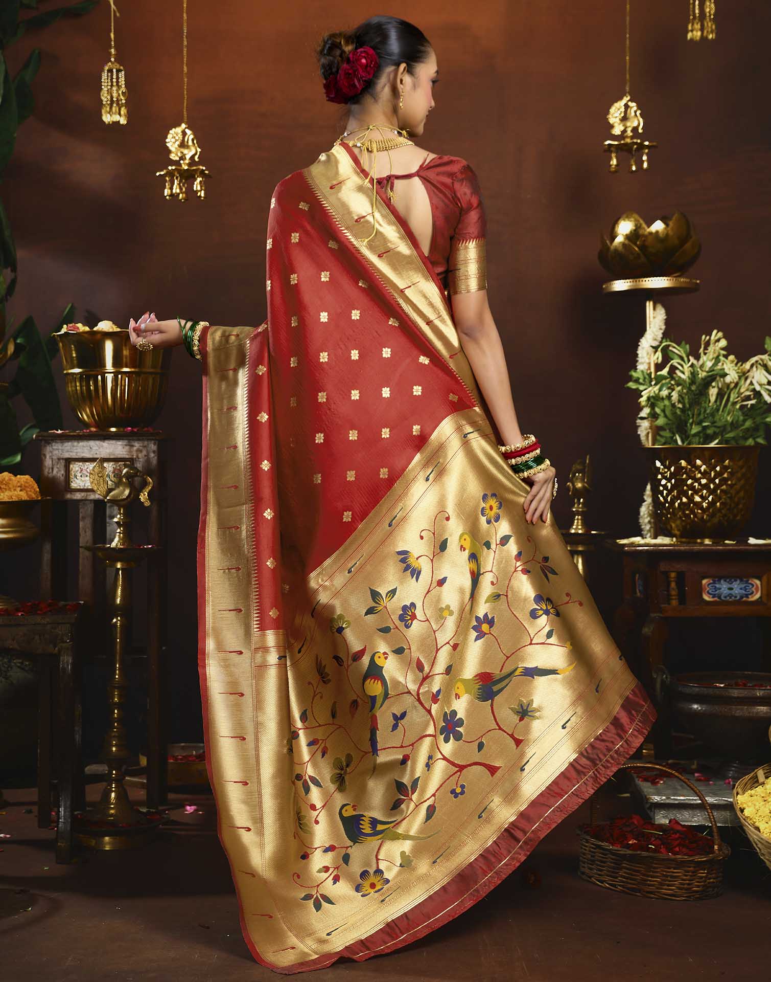 Red Silk Woven Paithani Saree