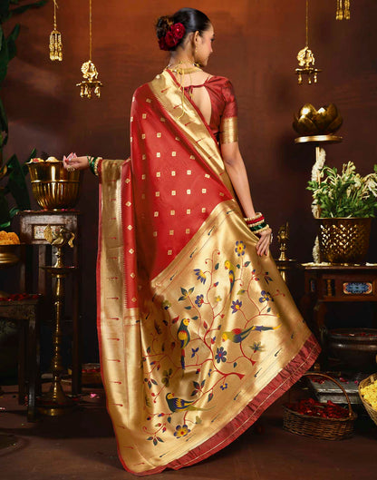Red Silk Woven Paithani Saree