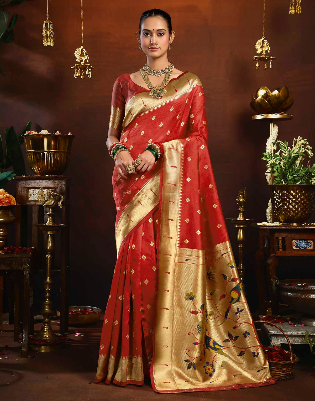 Red Silk Woven Paithani Saree