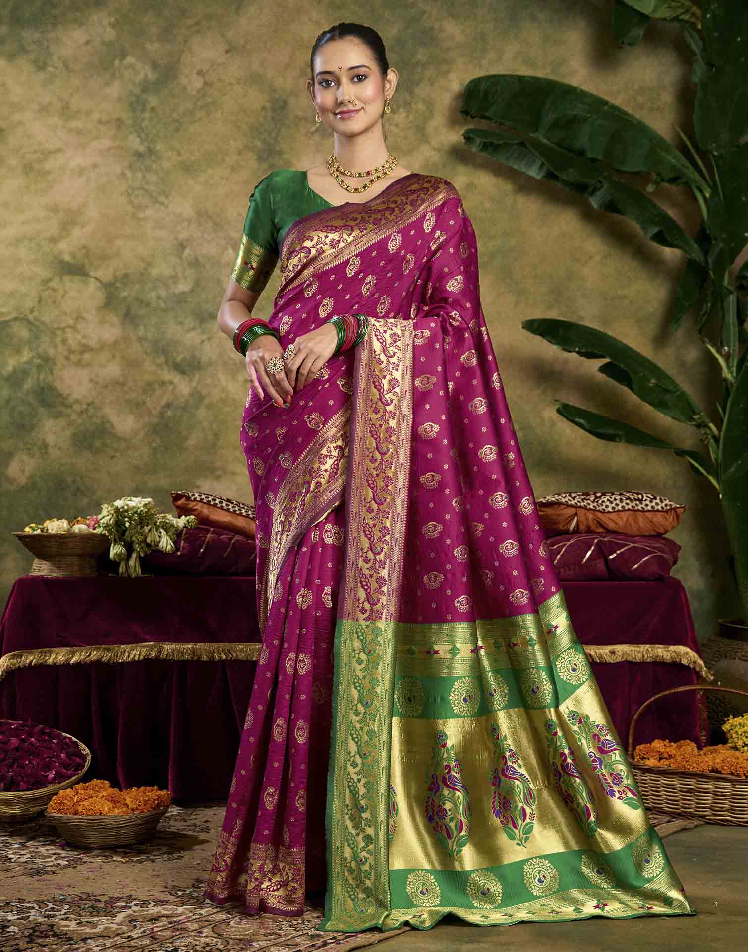 Pink Silk Woven Paithani Saree