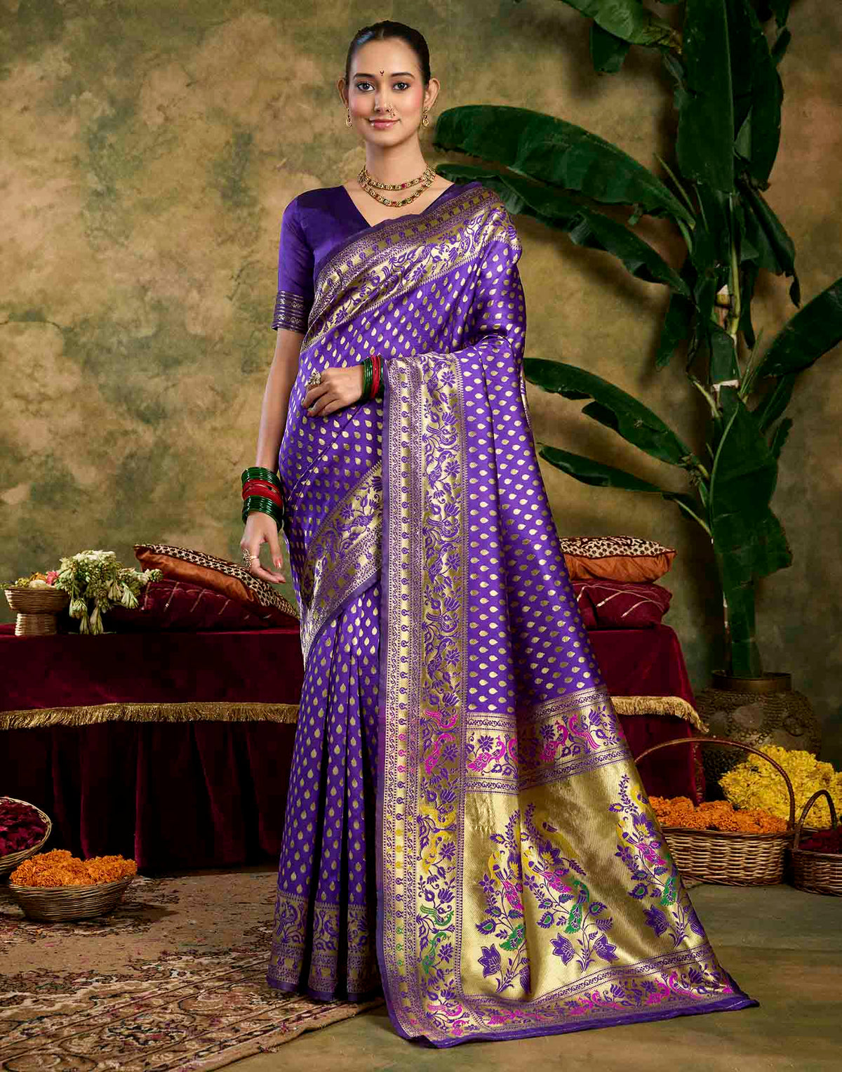 Purple Silk Woven Paithani Saree