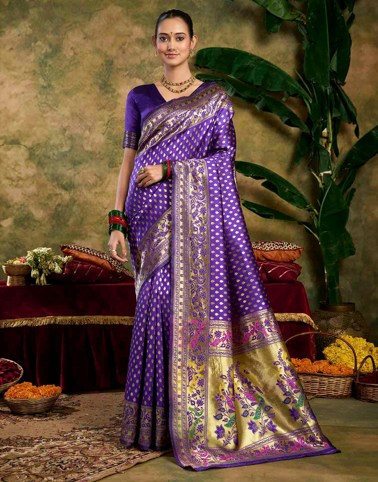 Purple Silk Woven Paithani Saree