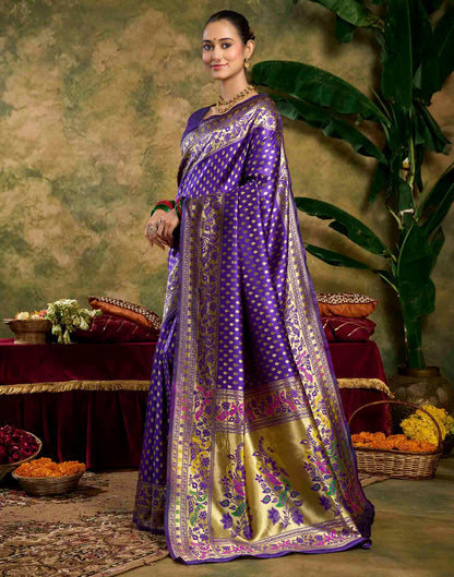 Purple Silk Woven Paithani Saree