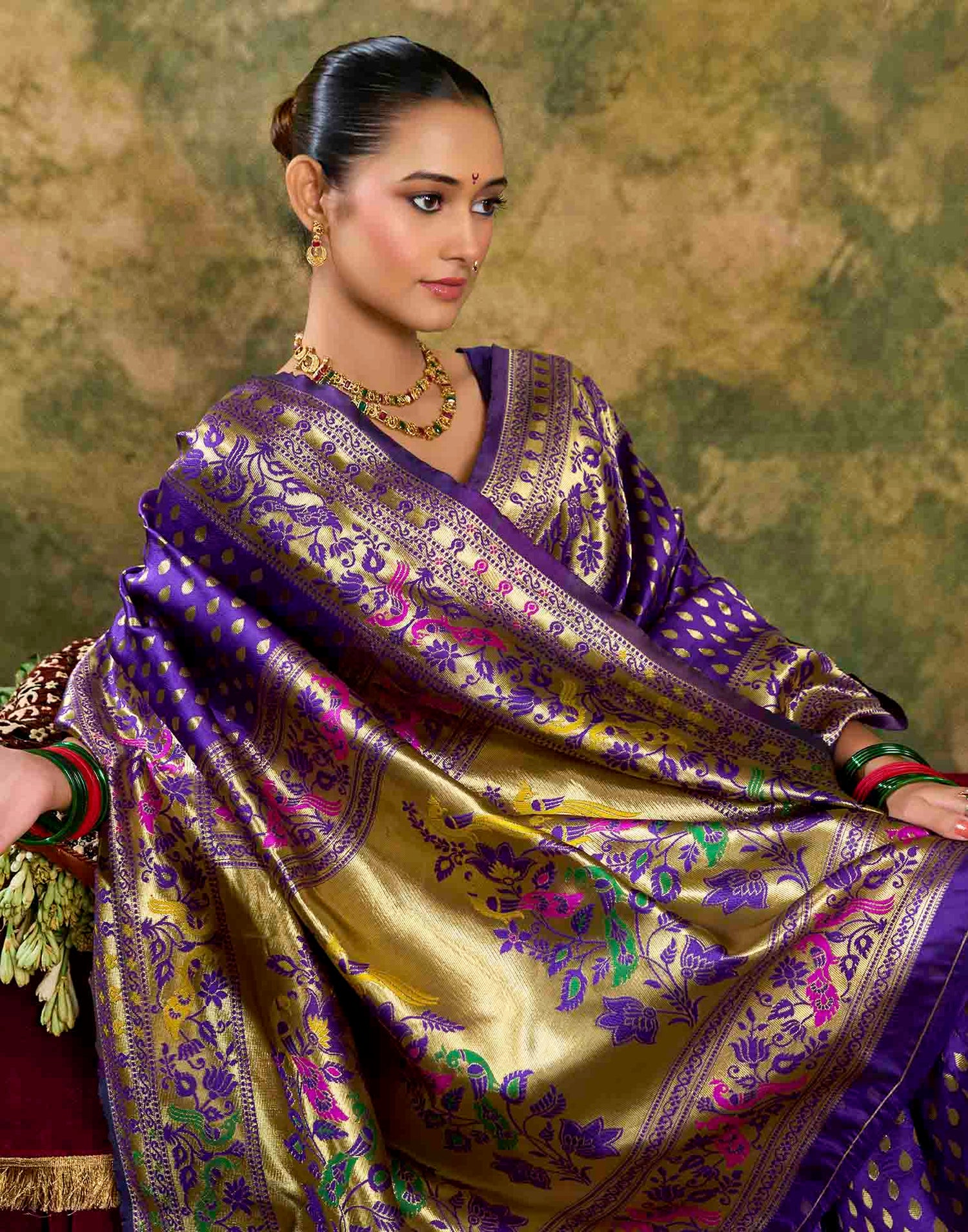 Purple Silk Woven Paithani Saree