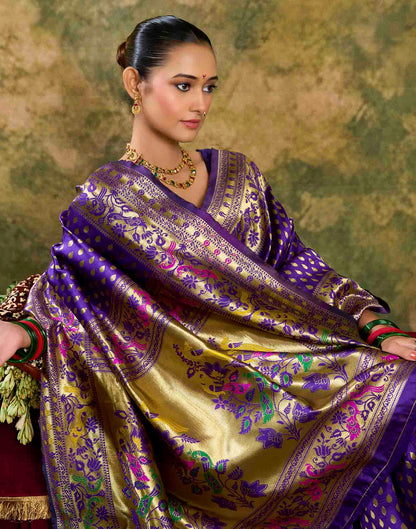 Purple Silk Woven Paithani Saree