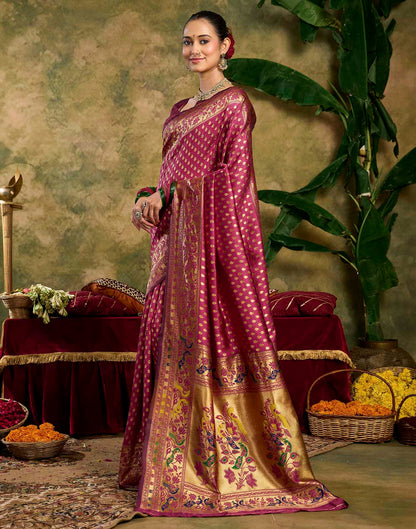 Rani Pink Silk Woven Paithani Saree