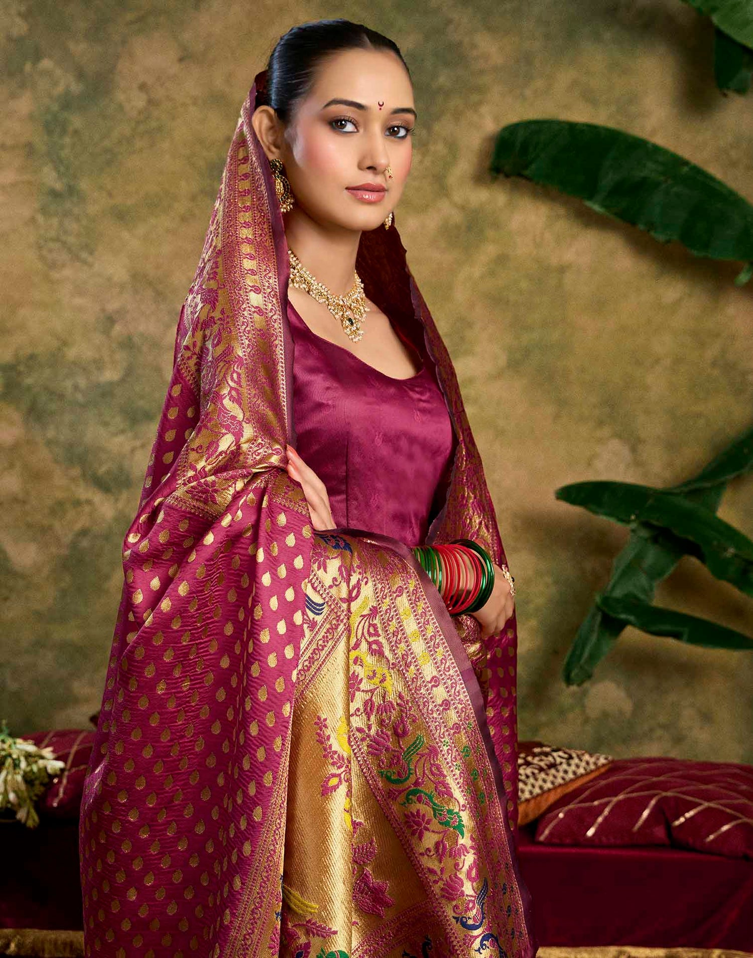 Rani Pink Silk Woven Paithani Saree