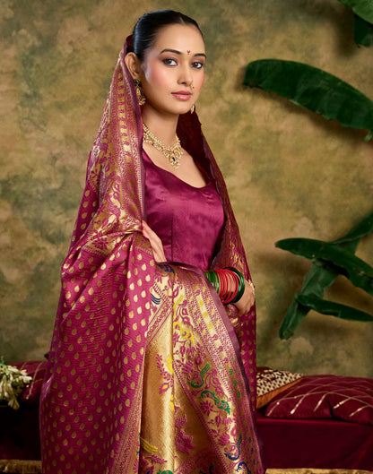 Rani Pink Silk Woven Paithani Saree