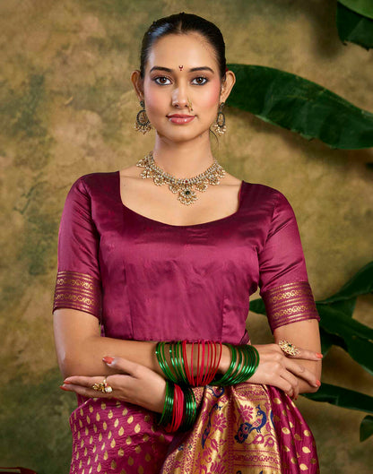 Rani Pink Silk Woven Paithani Saree
