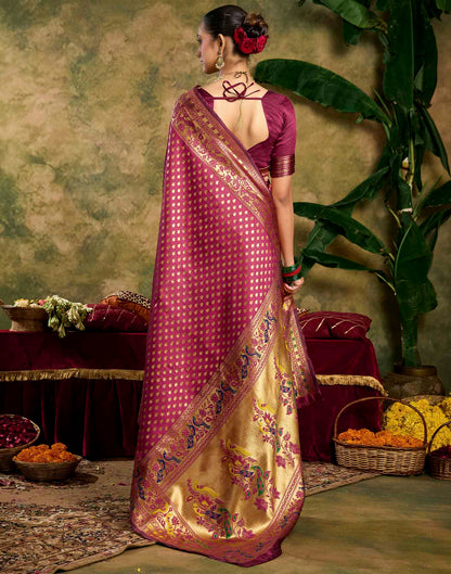 Rani Pink Silk Woven Paithani Saree