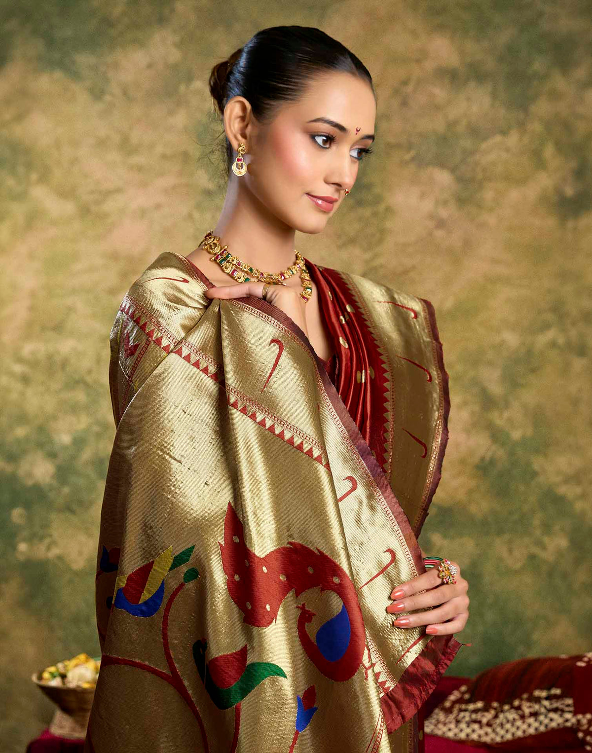 Maroon Silk Woven Paithani Saree