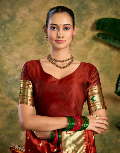 Maroon Silk Woven Paithani Saree