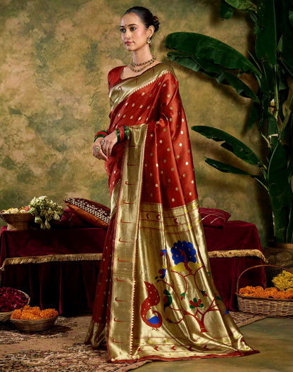 Maroon Silk Woven Paithani Saree