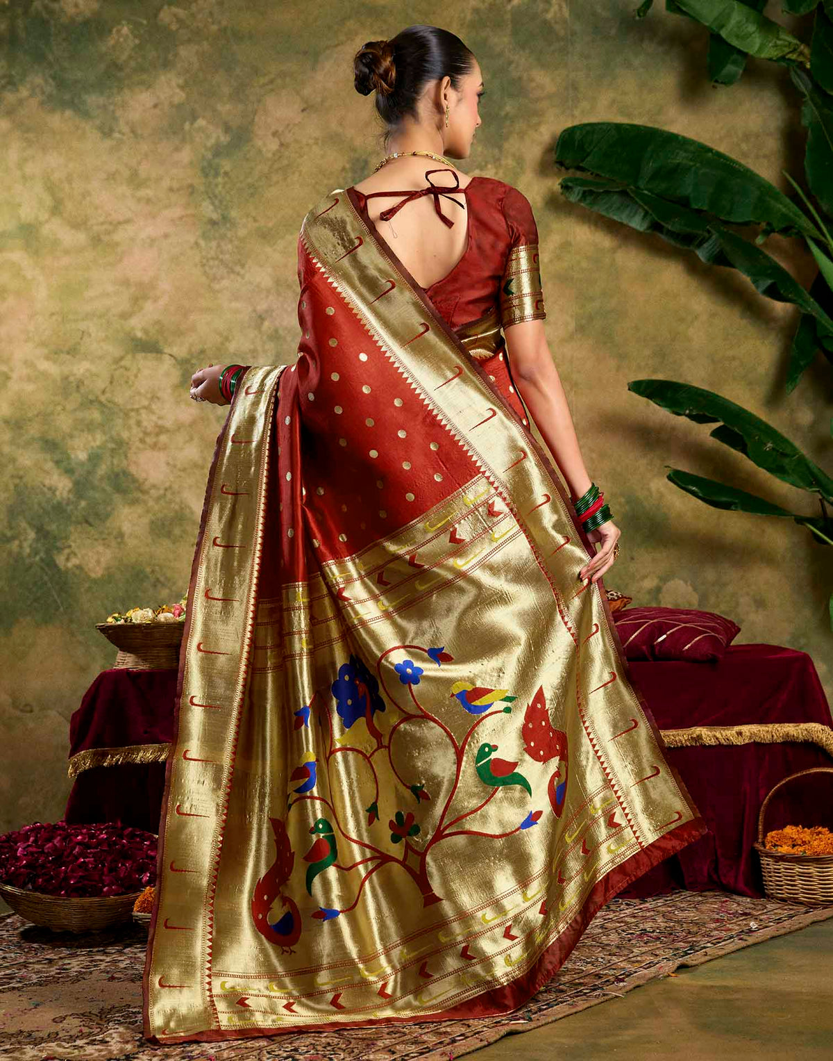 Maroon Silk Woven Paithani Saree