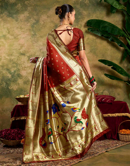 Maroon Silk Woven Paithani Saree