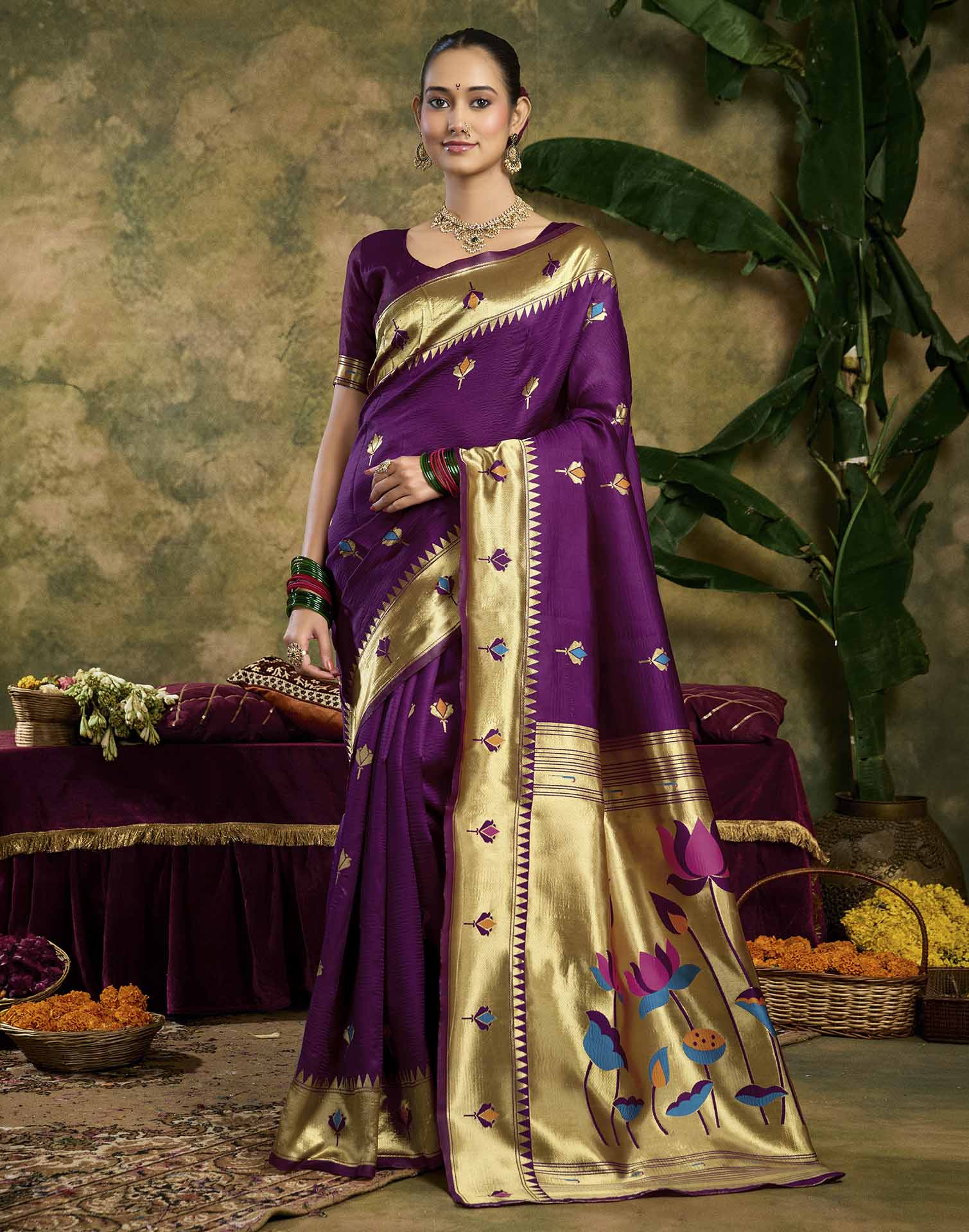 Purple Silk Woven Paithani Saree
